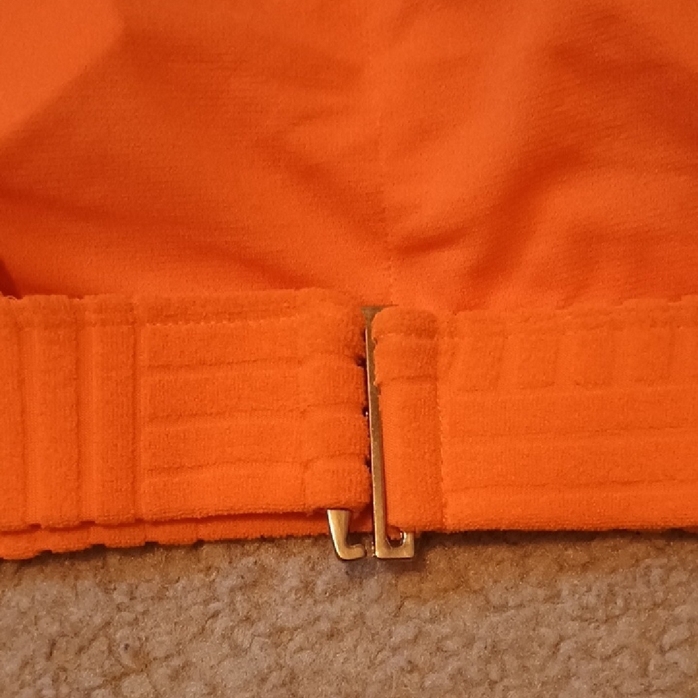 Orange Retro Floral Textured Super High Waisted Bikini Set Size Small NWT - Picture 5 of 6